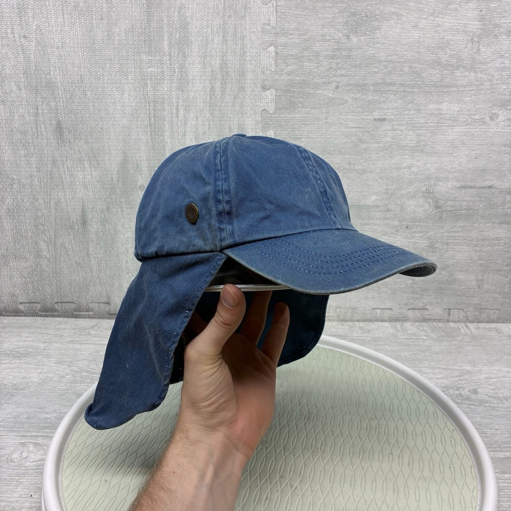Vintage Sun Hat Mens Blue Cotton Fishing Outdoor Cap J Hats Neck Flap